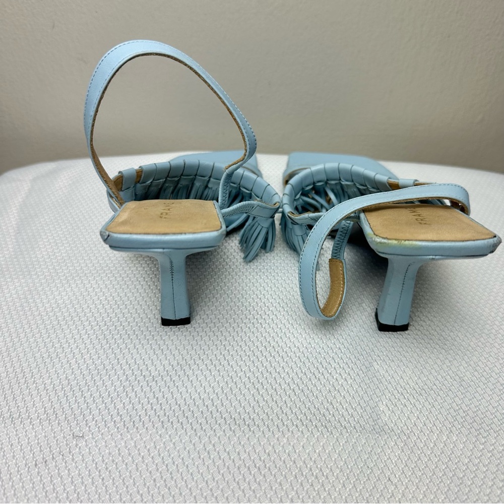 Frame Borrego Leather Tassel Sandal Chambray Blue Sz 37 1/2 Us 7 1/2 - Picture 5 of 9
